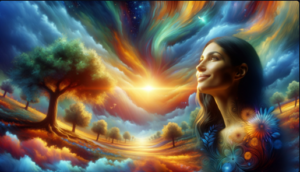Paty Flores guiando la oración y meditación por la Tierra