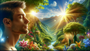 Persona meditando conectada con la naturaleza